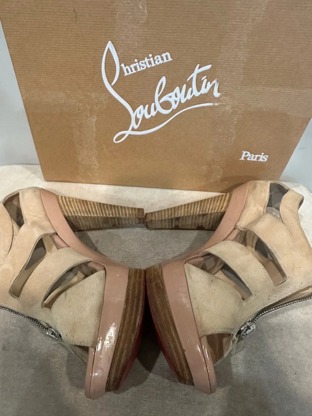Christian Louboutin Suede Strappy Platform Heels